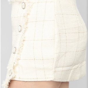 Beige / White Tweed Skirt Plus Size